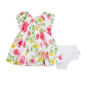 Burt’s Bees Baby | Lemon Floral Organic Cotton Bubble Dress Set 3-6 months NWT
